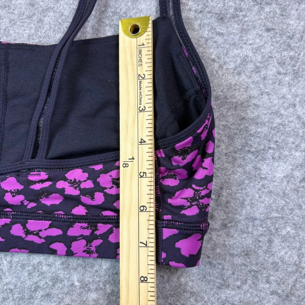 Lululemon Purple Leopard Print Double Strap Sports Bra Size 12 Yoga Gym Workout